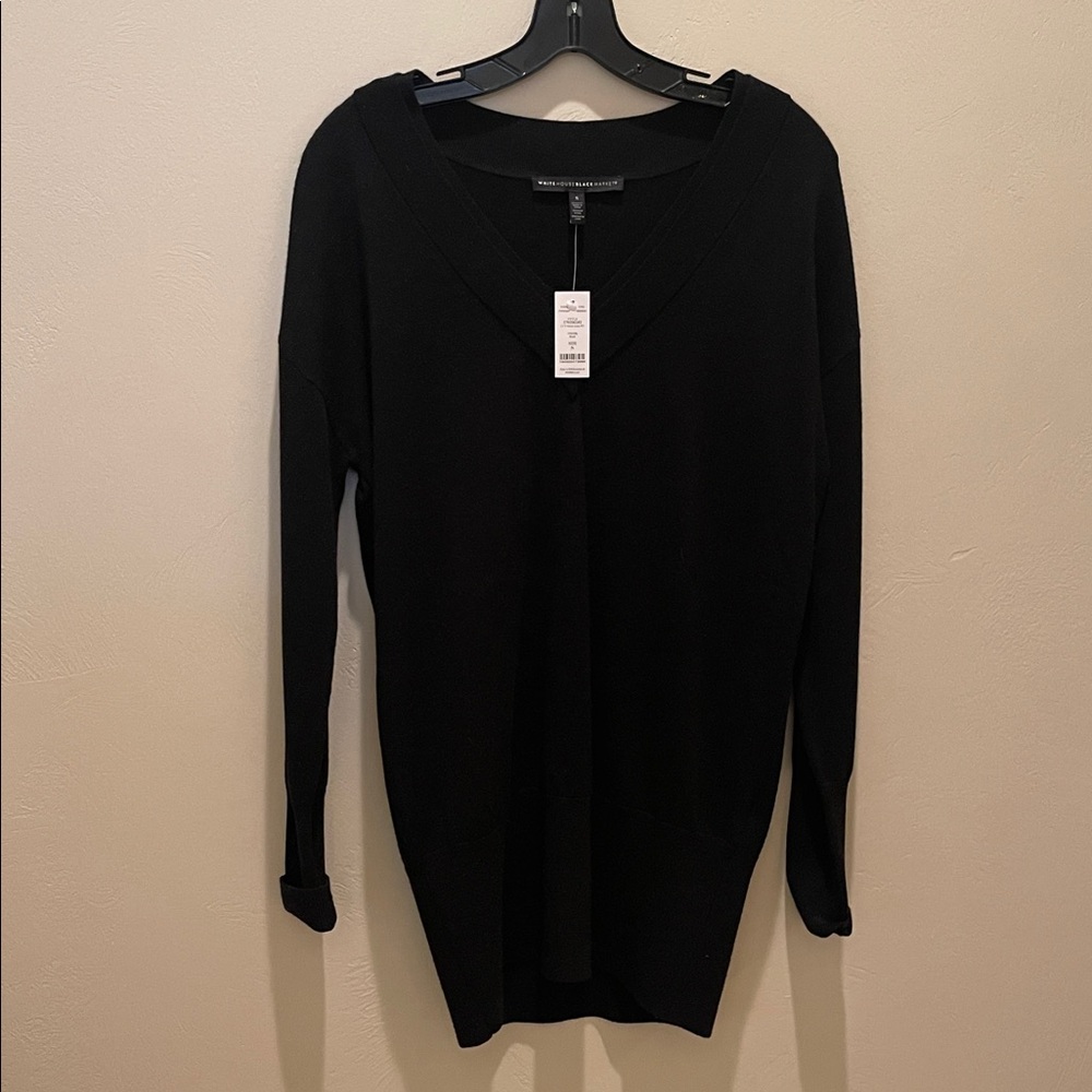 White House Black Market Classic Black V-Neck Sweater